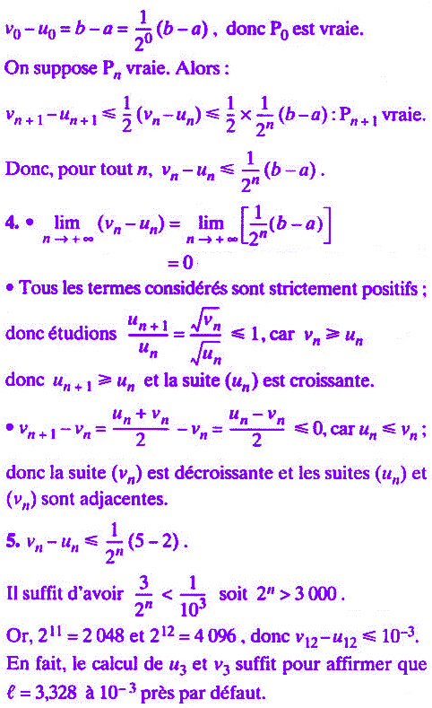 solution Moyennes arithmétique et géométrique de deux suites (image2)