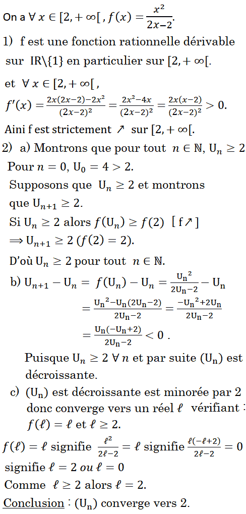 solution Convergence d'une suite monotone  (image1)