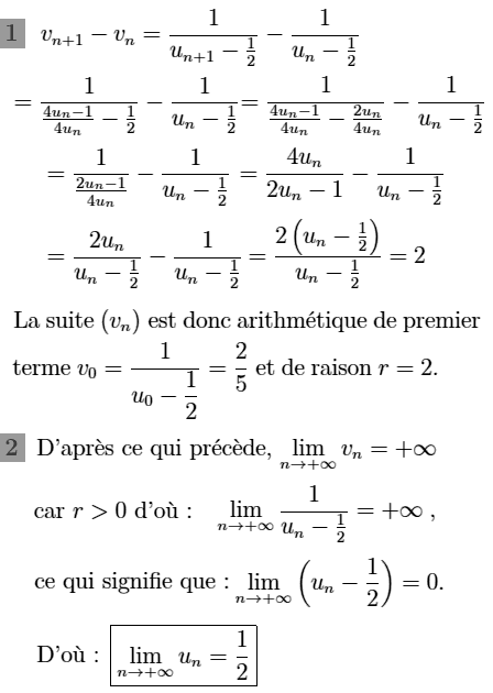 solution Suite récurrente - suite arithmétique (image1)