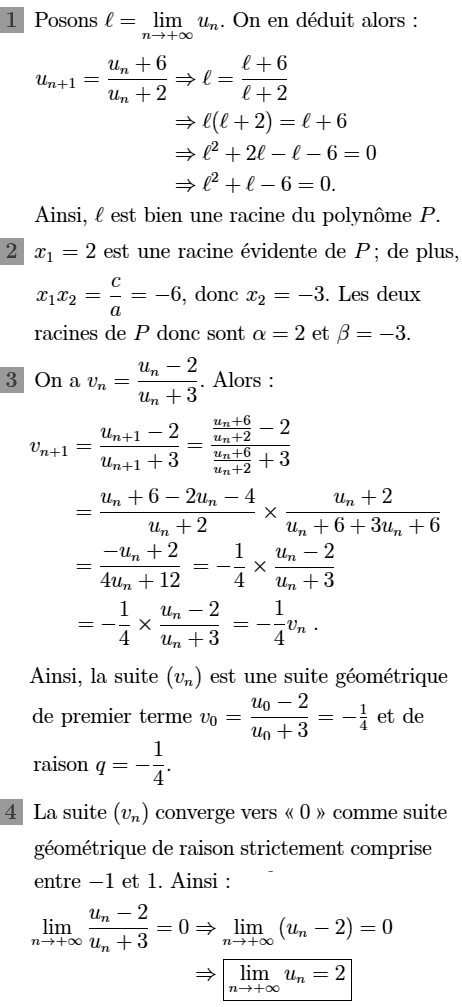 solution Suite récurrente - suite géométrique (image1)
